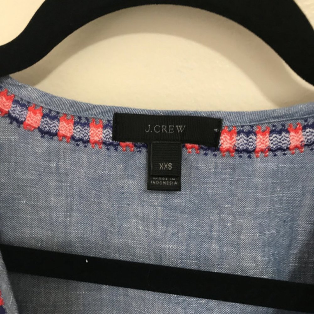J. CREW linen embroidered tunic with tassels O16 - Picture 7 of 7
